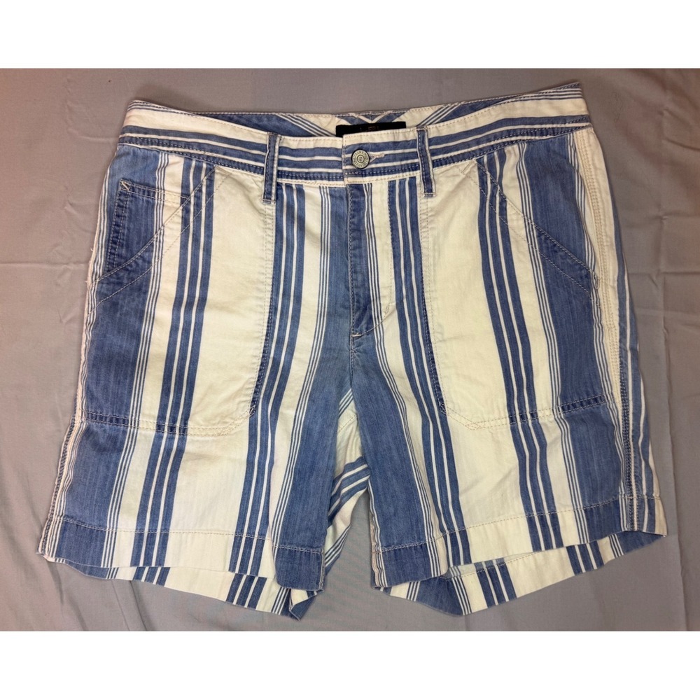Lauren Ralph Lauren Shorts Women‎ 8 Blue White Striped Cotton Nautical Preppy